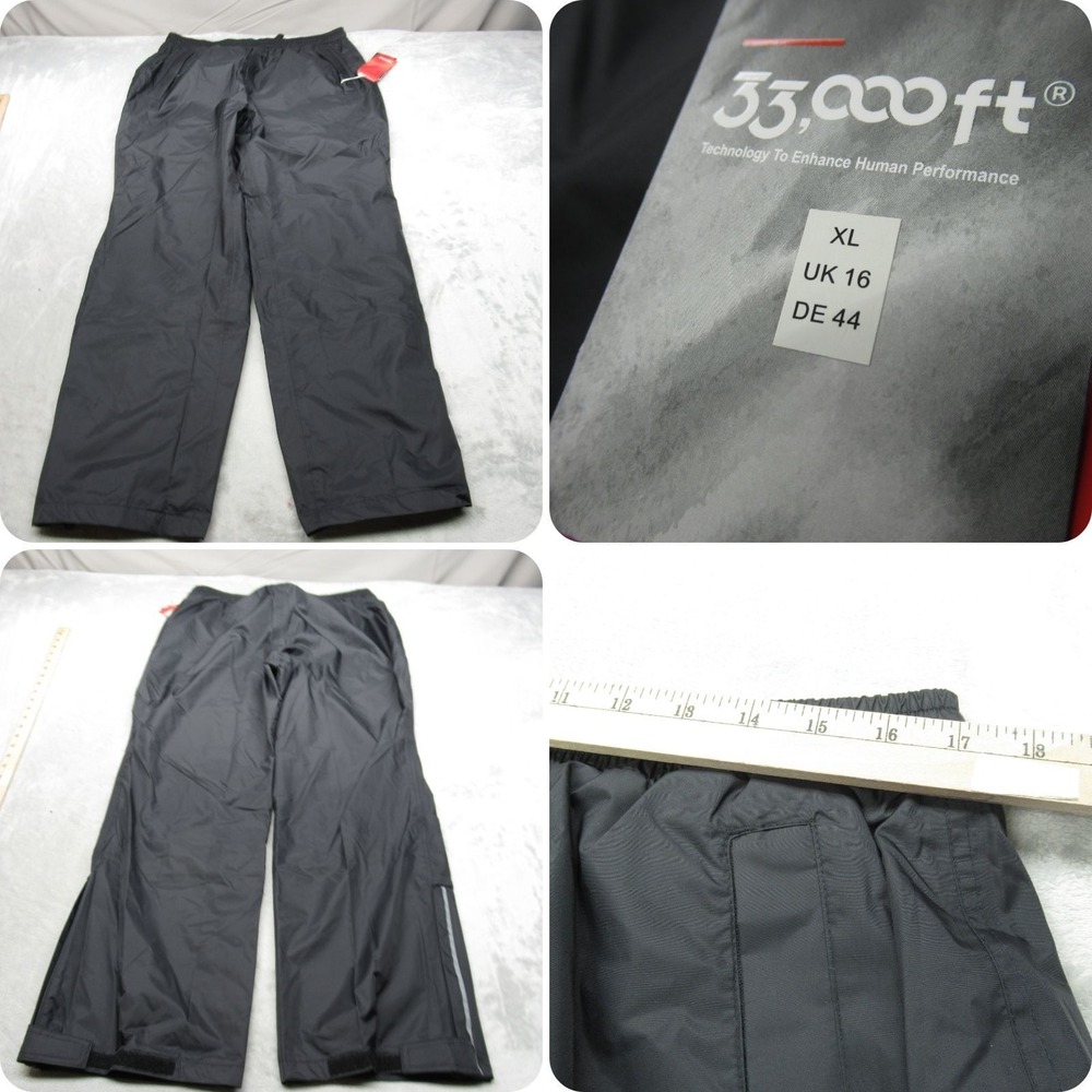 33000 ft Pants Mens XL Black Drawstring Waterproof Lightweight 34x30 NEW‎